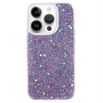 iPhone 15 Pro Max Glitter Flakes TPU-deksel Lilla