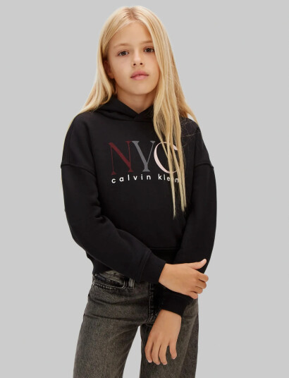 Calvin Klein Nyc Graphic Fleece Hoodie Black 164