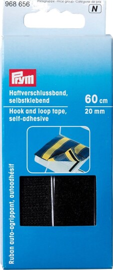 Prym Selvklebende Borrelåsbånd 20 mm Svart 968656