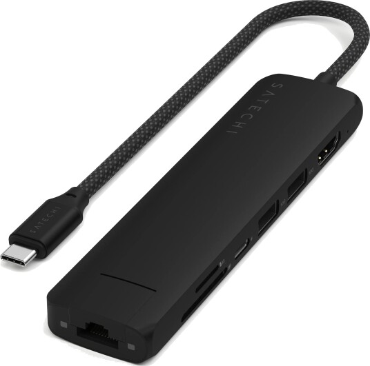 Satechi 7-in-1 USB-C Slim Multiport Adapter with Ethernet - Black
