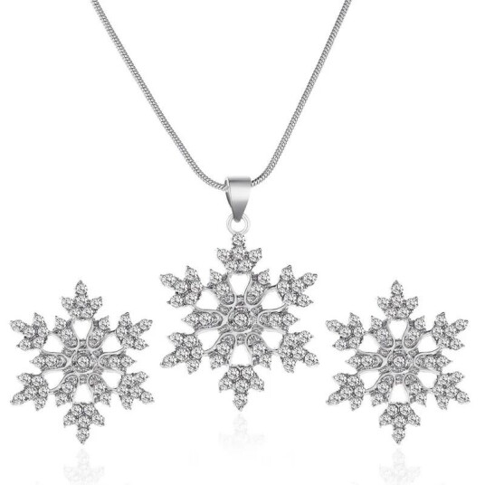 INF Snowflake Halskjedesett med 3 deler S?lv