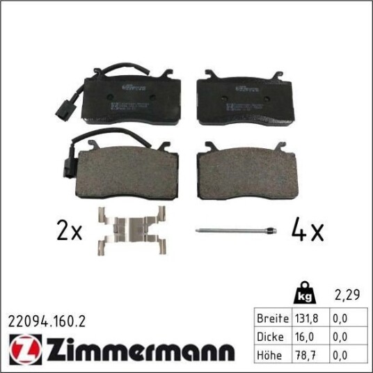 ZIMMERMANN 22094.160.2 Bremseklosser ZIMMERMANN 22094.160.2 Bremseklosser