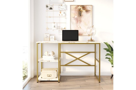 Juna Skrivebord 120x60 cm Hvit/Gull Hanah Home