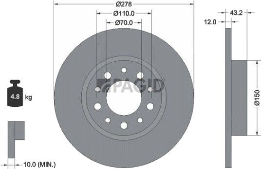 PAGID 54452NC Bremseskive PAGID 54452NC Bremseskive