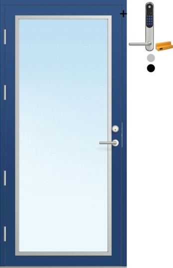 Ytterdør Bygg1 Fjell 11 Klarglass med Yale Entrus BxH: 90x210 cm, Høyre, NCS S-5030-R80B, Blå, Yale Sølv