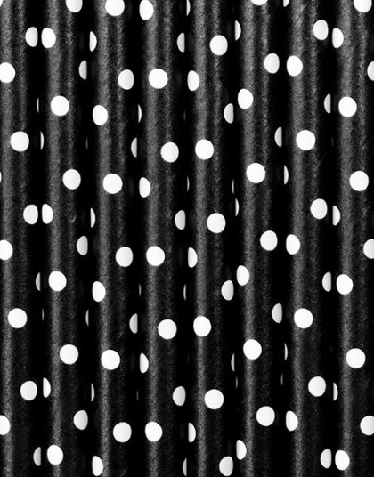 10 stk Svarte og Hvite Polka Dot Sugerør