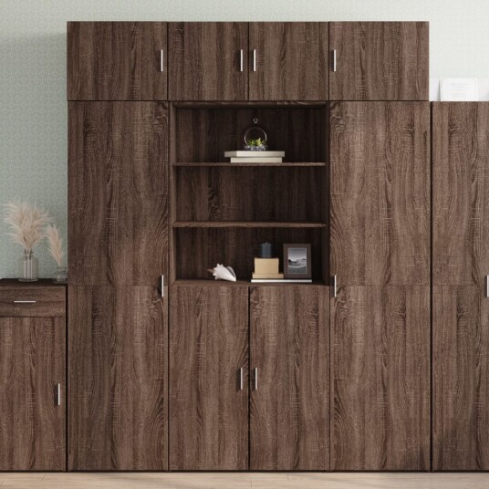 Oppbevaringsskap brun eik 80x42,5x225 cm konstruert tre