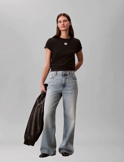 Calvin Klein Jeans Ss Woven Label Classic Fit Tee Black L