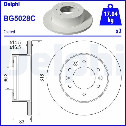 Bremseskive DELPHI BG5028C