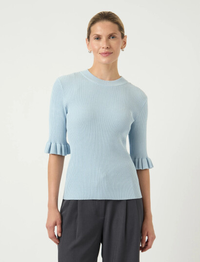 YAS Yasmikla Ss Knit Top S. Noos Blue L YAS Yasmikla Ss Knit Top S. Noos Blue L