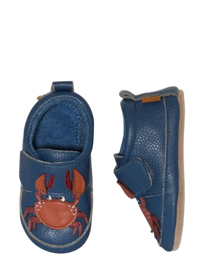 Melton Crabbie Leather Slippers Navy 22/23