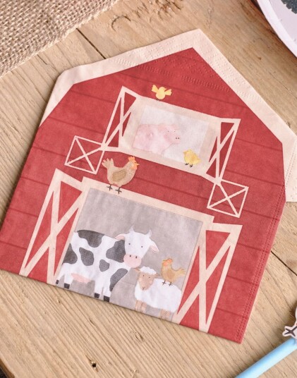 Ginger Ray 16 stk Låveformede Servietter med Gårdstema 33x30 cm Farm Friends FA 104