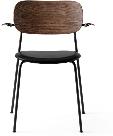 Audo Copenhagen - Co Chair Armrest Black Steel Base Dark Stained Oak Dakar 0842 Spisestoler Norm Architects Brun Lær/metall/tre
