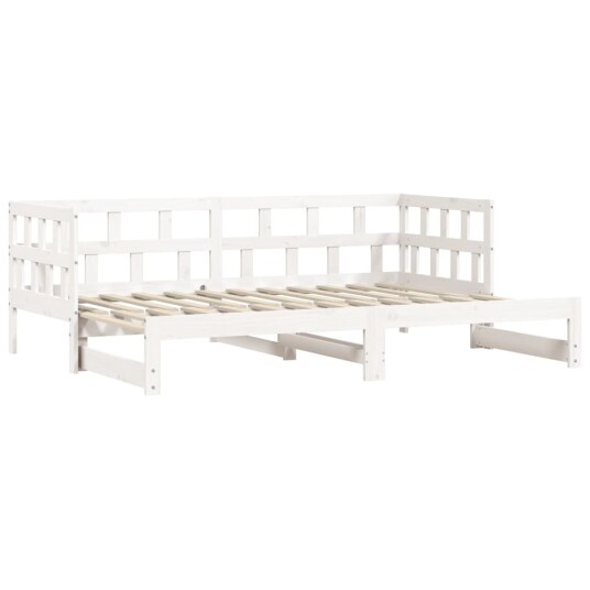 vidaXL Uttrekkbar dagseng hvit 90x190 cm heltre furu 8721012123311