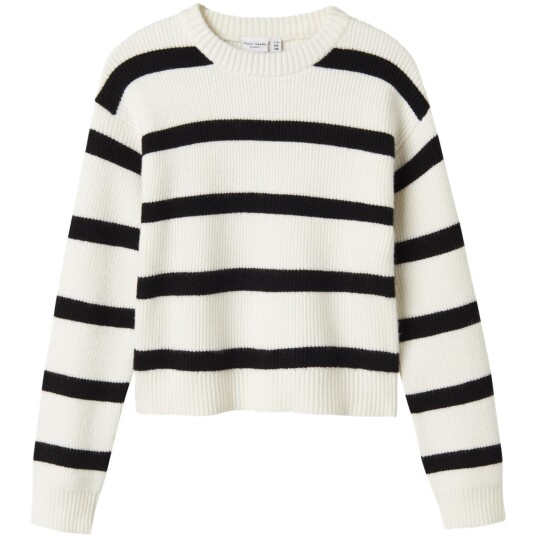 Name It Cloud Dancer W. Black Stripes Nkfvnilla Ls Sh Strikk 116