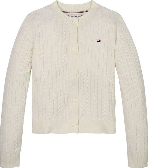 Tommy Hilfiger Cardigan Strikk Mini Kabel Ivory Petal Tommy Hilfiger 8 år 128 Cardigan Hvit