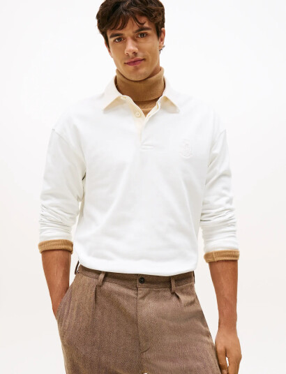 Tommy Hilfiger Peached Crest Solid Rugby   Cream   XXL