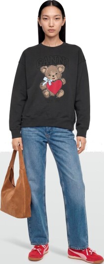 Ganni Isoli Crewneck Bear With Rhinestone Black XL