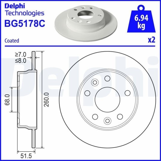 Bremseskive DELPHI BG5178C