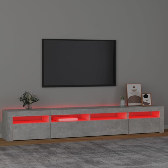 vidaXL TV-benk med LED-lys betonggrå 240x35x40 cm