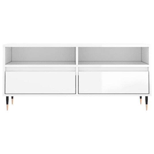 vidaXL TV-benk høyglans hvit 100x34,5x44,5 cm konstruert tre vidaXL TV-benk høyglans hvit 100x34,5x44,5 cm konstruert tre