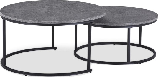 Thyra Settbord Rundt 90 cm 2 bord - Grå / Svart Thyra Settbord Rundt 90 cm 2 bord - Grå / Svart