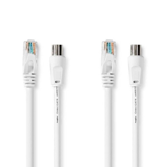 Coax og CAT6 Combi Cable | IEC (Coax) Han / RJ45 Han | IEC (Coax) Hun / RJ45 Han | Nikkel belagt | RG58 | 75 Ohm | Dobbelt skjermet | 5.00 m | Rund |