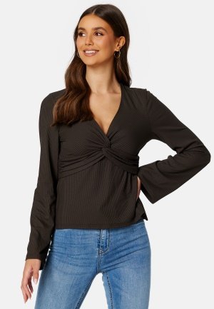 BUBBLEROOM Daira Rib Top Dark brown L