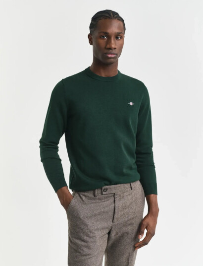 GANT Classic Cotton C-Neck - Green - XXXL GANT Classic Cotton C-Neck - Green - XXXL