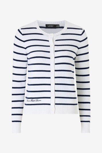 Ralph Lauren Lauren Kardigan Combed Cotton Hvit Ralph Lauren Lauren Kardigan Combed Cotton Hvit