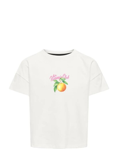 Kids Only Kogmellie Life S/S Loose Print Top Jrs White 110 116 Kids Only Kogmellie Life S/S Loose Print Top Jrs White 110 116