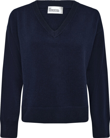 My Essential Wardrobe Mwjola V Neck Knit Pullover   Navy   XS