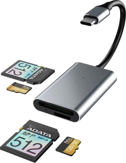 Nördic USB-C minnekortleser 4 porter SD/MicroSD USB 3.0
