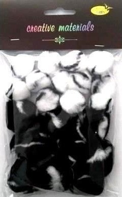 Flerfargede Pom-Poms Hvit/Svart 25–40 Mm 21 Stk Flerfargede Pom-Poms Hvit/Svart 25–40 Mm 21 Stk