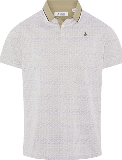 Original Penguin OP Oxford Jacquard Polo Golf pologenser herre Bright White Large Original Penguin OP Oxford Jacquard Polo Golf pologenser herre Bright White Large