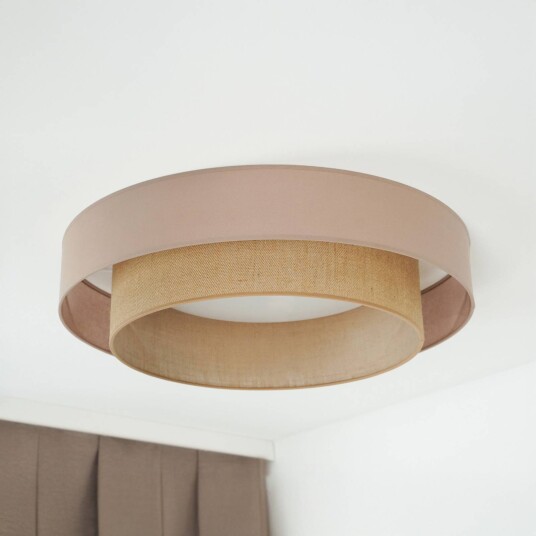 Duolla LED taklampe Luneta jute brun Ø 60 cm dimbar i 3 trinn