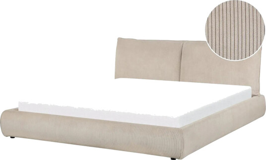 Dubbelsäng Beliani Vinay med lamellram Beige, 160x200 cm Taupe 180x200 -
