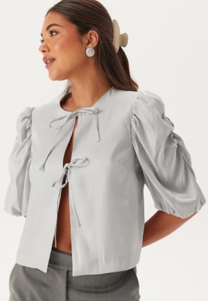 BUBBLEROOM Short Puff Sleeve Blouse Silver M BUBBLEROOM Short Puff Sleeve Blouse Silver M
