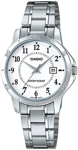 Casio Dameklokke LTP V004D 7BUDF Classic Hvit/Stål Ø30 mm