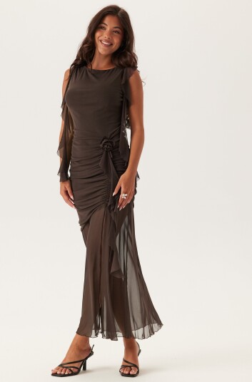 Bubbleroom Occasion Ruched Frill Ankle Dress