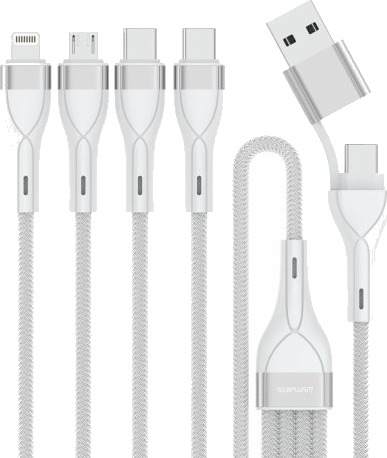 4Smarts 541024 1,2 M Usb A/Usb C Usb C/Micro Usb-A/Lightning Hvit