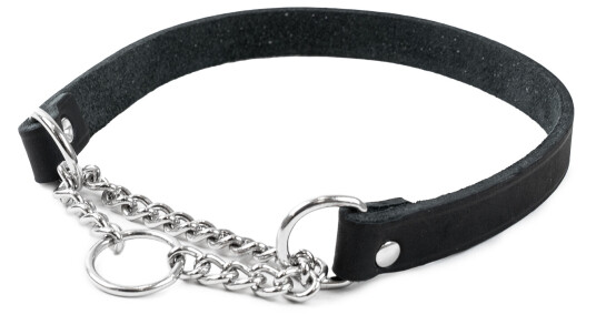 Selected By Zoo Hundehalsbånd Hera Halvjern Lær Svart 18 mm 36-44 cm