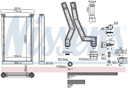 NISSENS 707242 Varmeapparat register NISSENS 707242 Varmeapparat register