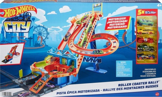 Hot Wheels HJV69 City Berg og dalbanesett Inkl. 5 Lekebiler