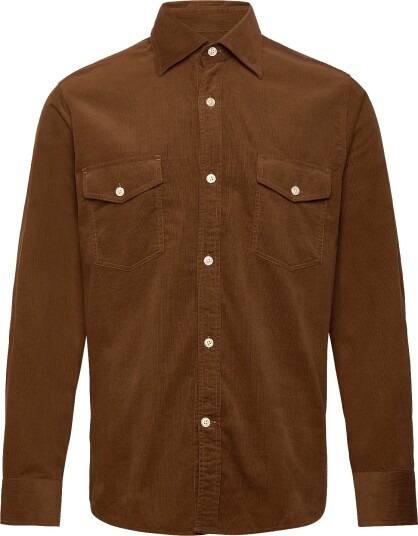 Oscar Jacobson Straight Fit Spread Baby Cord BROWN LEAF M