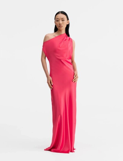 Ahlvar Gallery Lacy Satin Dress Pink L Ahlvar Gallery Lacy Satin Dress Pink L