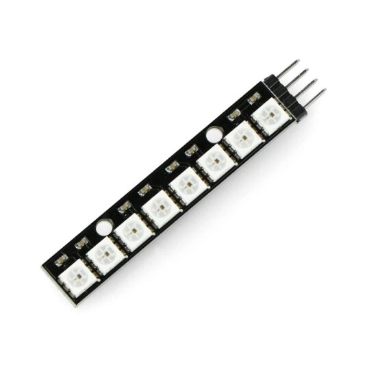 RGB LED stripe WS2812B med 8 adresserbare dioder 53mm med loddet kontakter