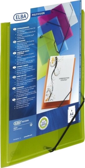 Plastmappe Pp Elba A4 Lime M/3 Klapper & Elastik 12 Stk.