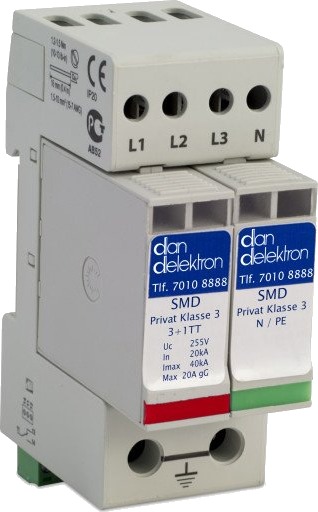Dan Delektron Transientbeskyttelse SMD Klasse 3 Privat, Smal Kun 2 Moduler