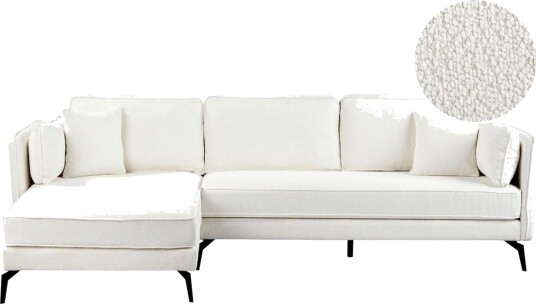 3 sitssoffa Beliani Altan Brun Svart Högervänd White\|\|Black Left faced